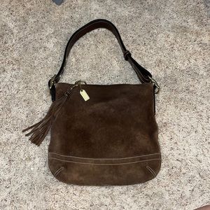 Coach suede brown shoulder bag.